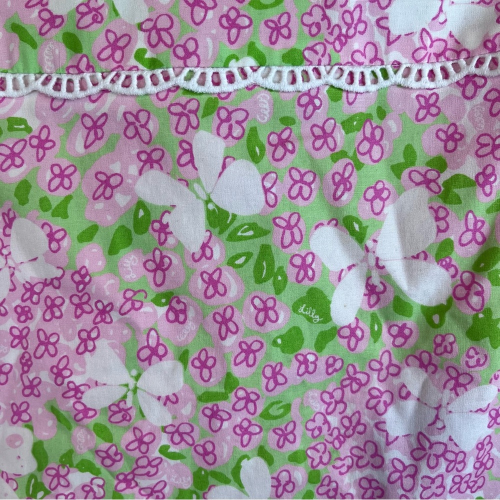 Lilly Pulitzer Sidra Skirt Palm Green Pink Gossip Butterfly Print Size 4 - Picture 2 of 5